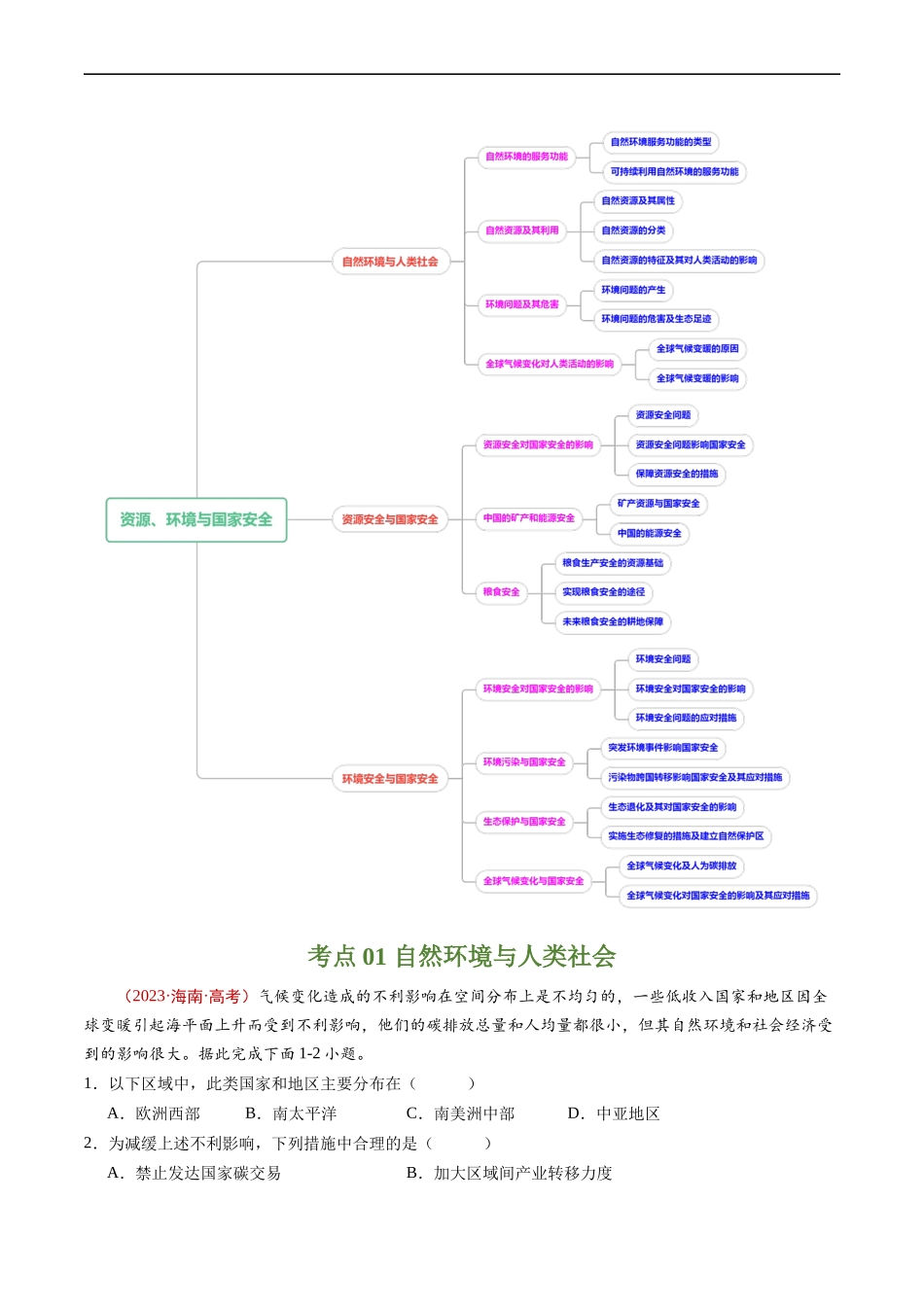 专题18 资源、环境与国家安全-五年（2019-2023）高考地理真题分项汇编（原卷版）.docx_第2页