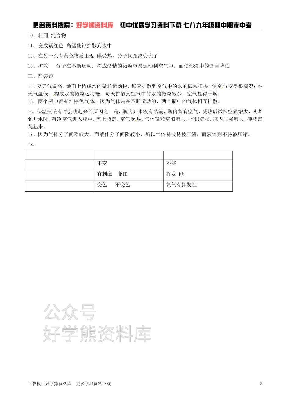 沪教版初中化学《3.1用微粒的观点看物质》同步练习（含答案）.doc_第3页