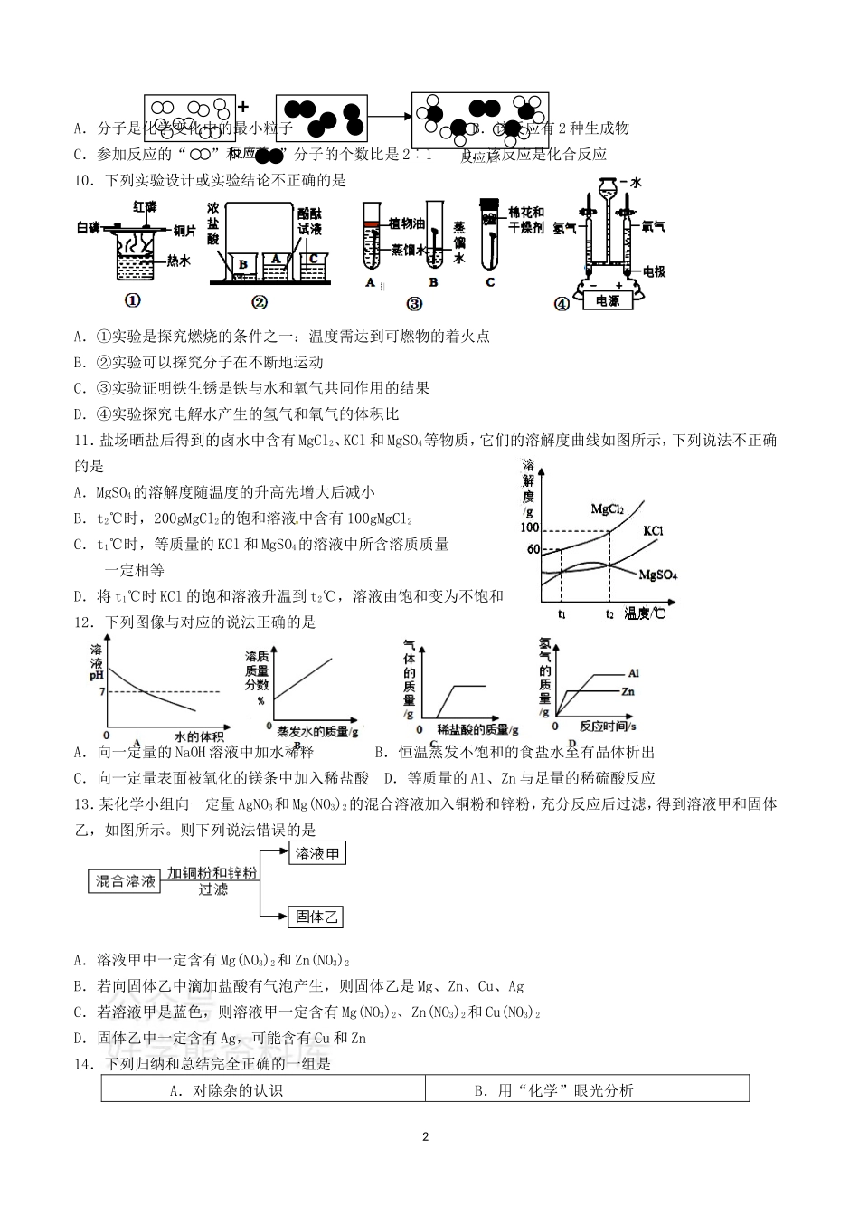 九年级化学下册第二次月考试题沪教版.doc (1).doc_第2页