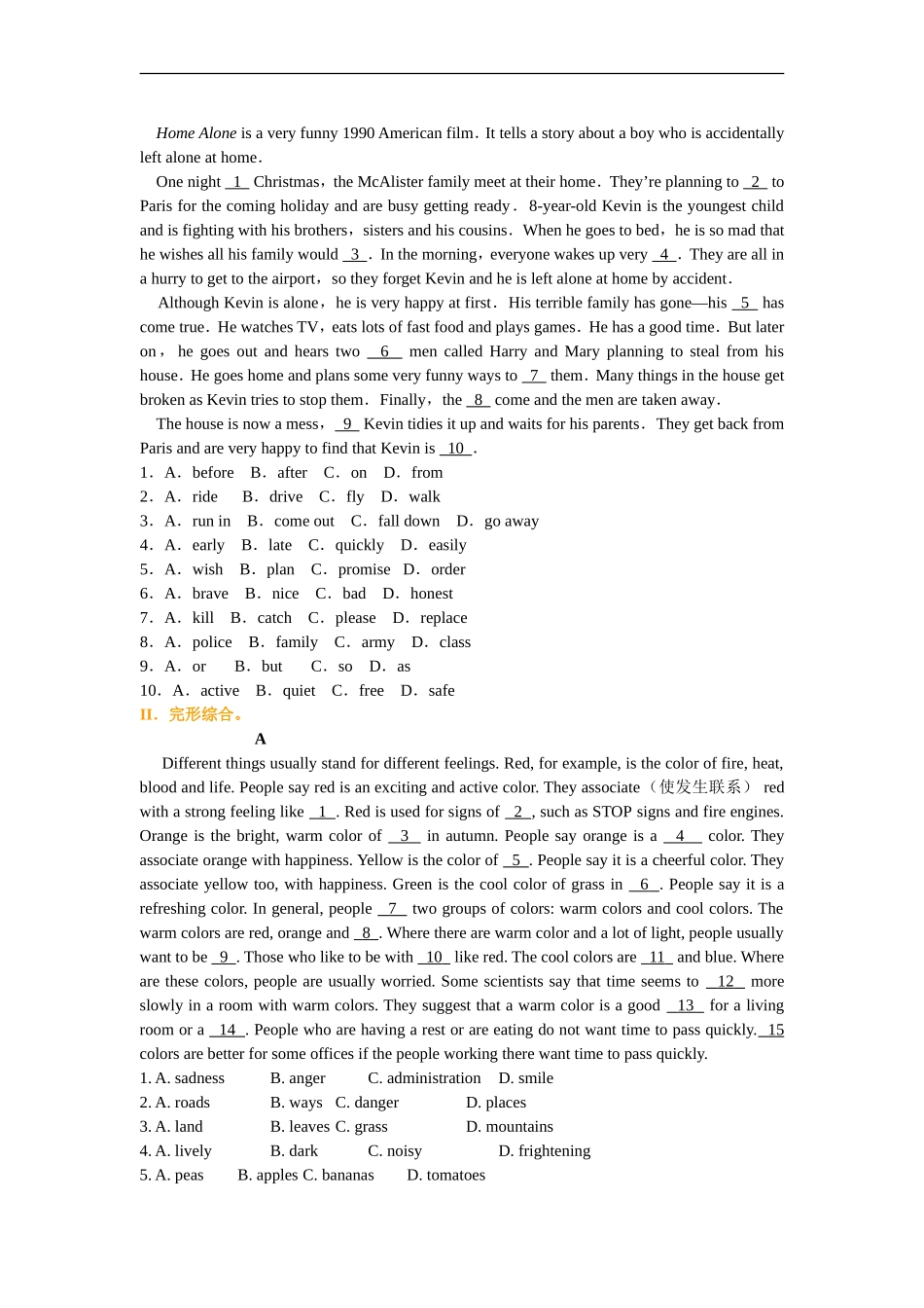 中考冲刺三：完形填空技巧（巩固练习）.doc_第2页