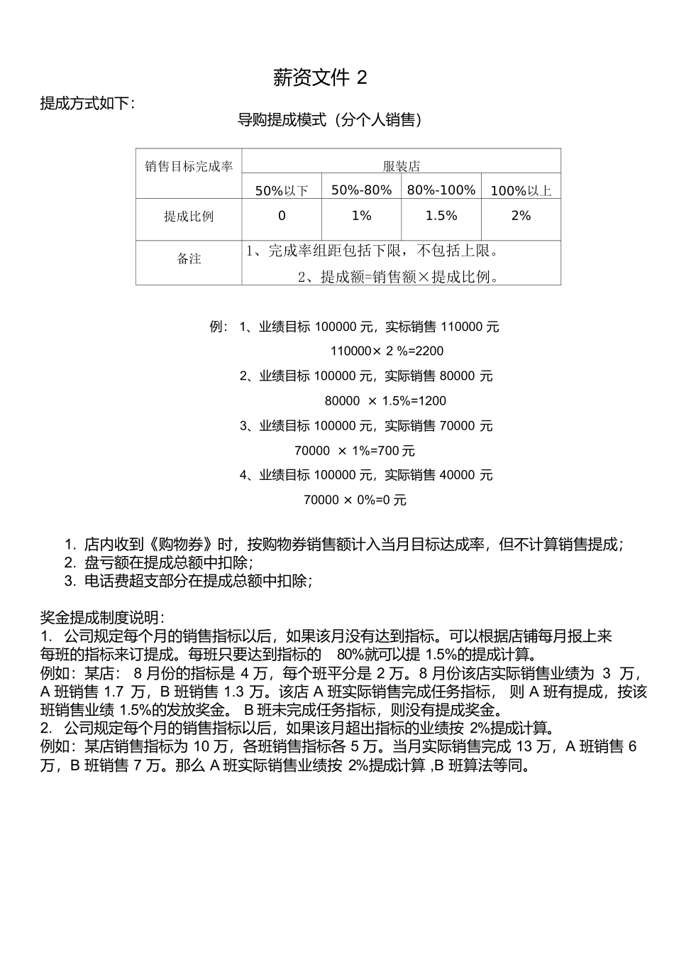 服装行业某品牌(资提成工资标准福利待遇).docx_第2页