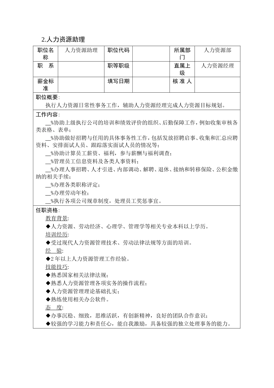 人力资源部岗位说明书(model3).doc_第3页