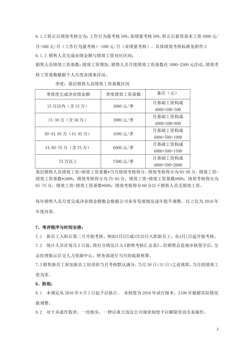 某公司销售人员业绩提成与绩效考核.doc_第2页