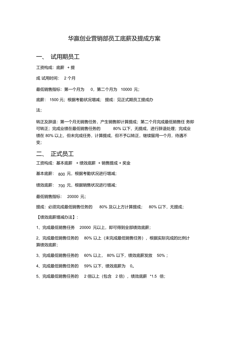 某管理咨询公司营销部工资及提成方案定稿.docx_第1页