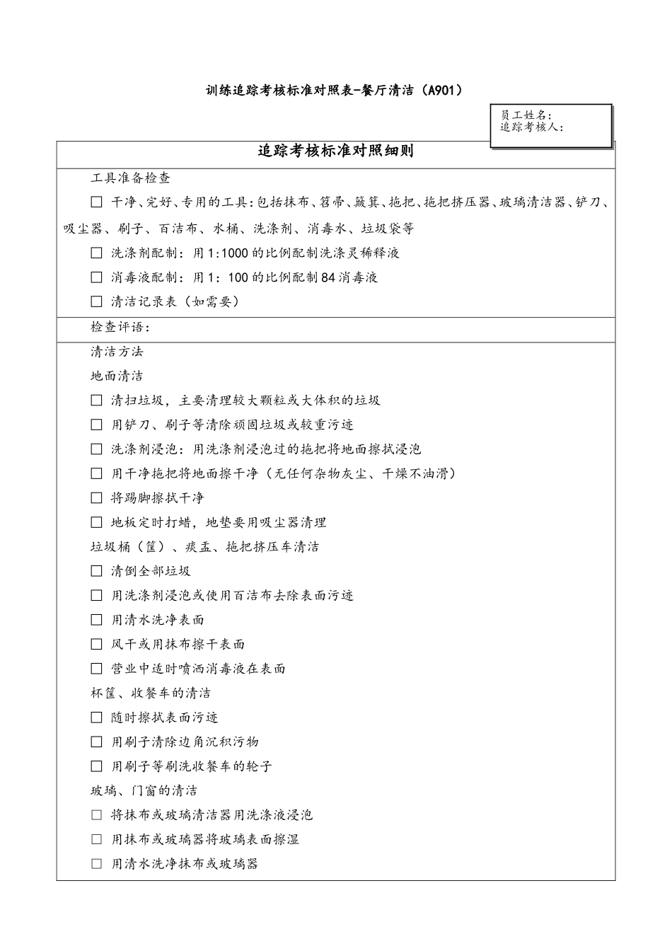 7.3.6-14追踪考核标准对照A901.doc_第1页