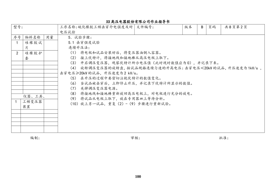 22-【行业案例】XX车间-（13）硫化橡胶工频击穿介电强度及耐电压试验作业指导书.doc_第2页