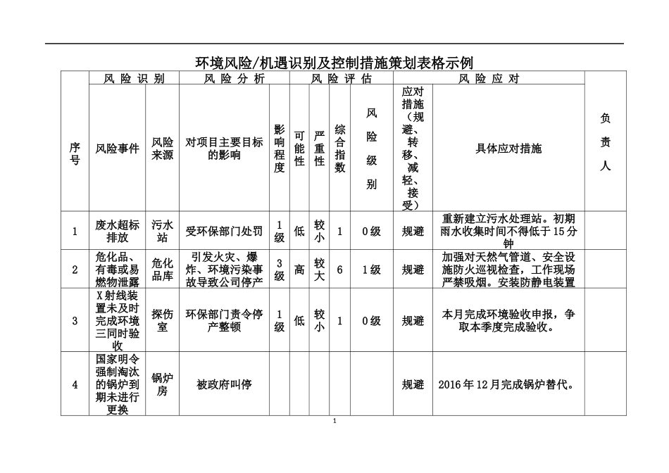 环境风险机遇识别及控制措施策划表格示例.docx_第1页