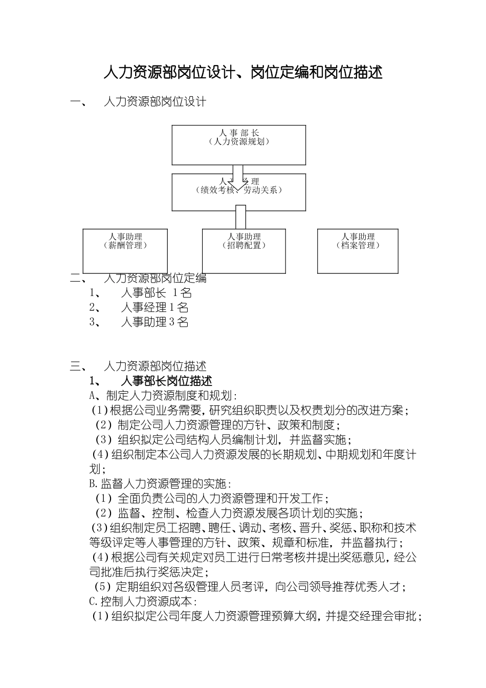 公司岗位设计：岗位定编和岗位描述.doc_第1页