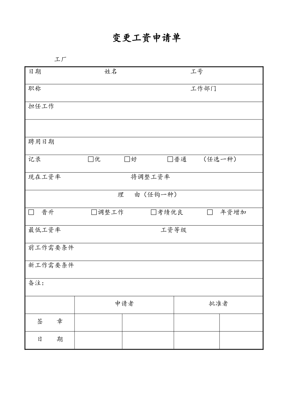 14-【通用】变更工资申请单(1).doc_第1页