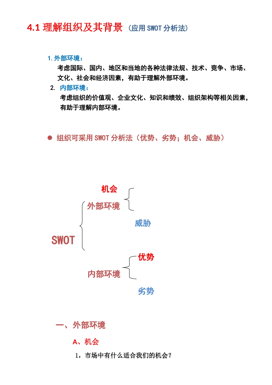 8 理解组织及其背景  (SWOT分析法).doc_第1页