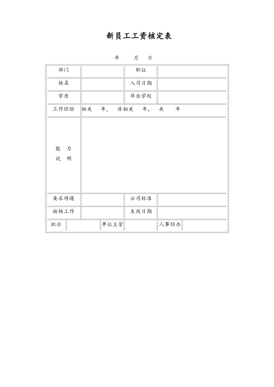 35-【通用】新员工工资核定(1).doc_第1页