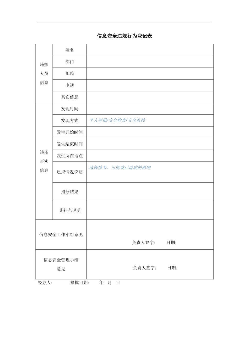 XX_4_IS_信息安全违规行为记录表_表单(1).doc_第1页