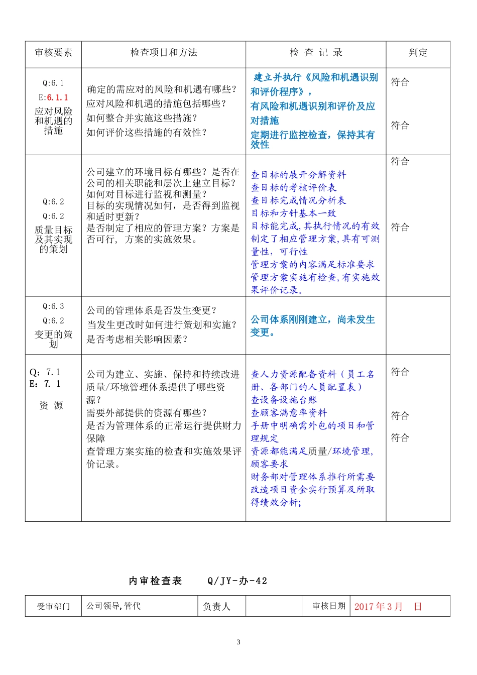 02公司领导内部质量审核检查表2016(1).doc_第3页