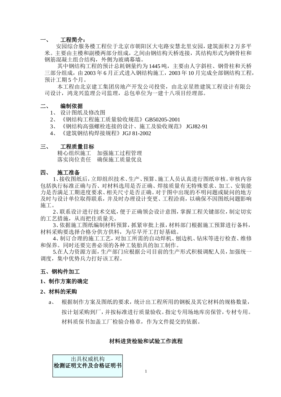 安园综合服务楼工程钢结构施工方案.doc_第1页