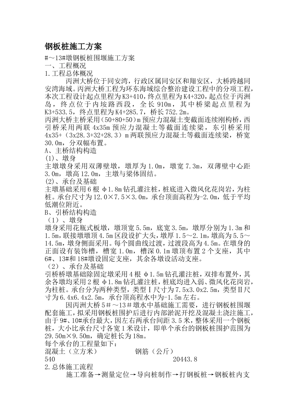 丙洲大桥墩钢板桩围堰施工组织设计方案.doc_第1页