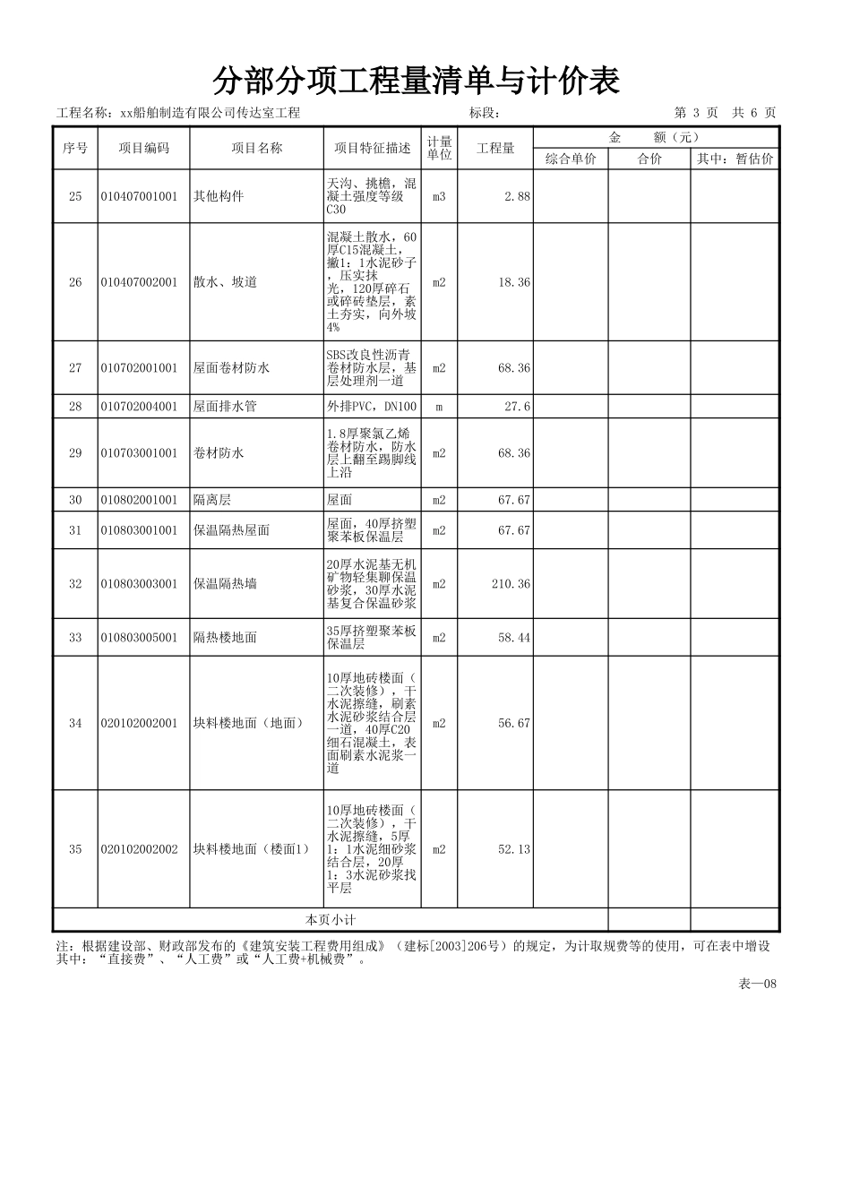 表-08 分部分项工程量清单与计价表.xls_第3页