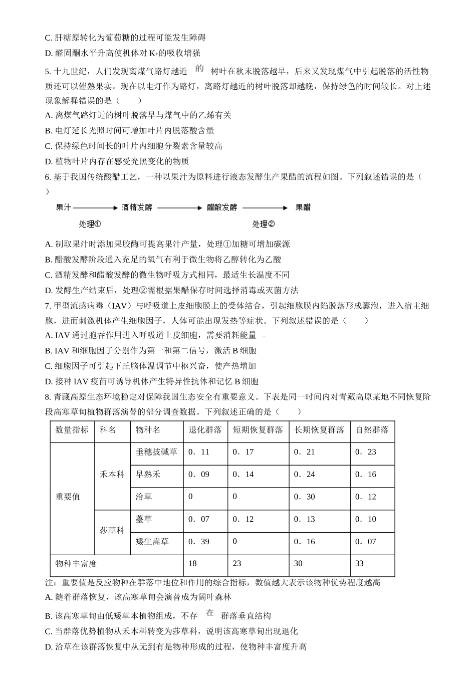 2025年普通高校招生选择性考试适应性演练陕西生物（原卷版）.docx_第2页