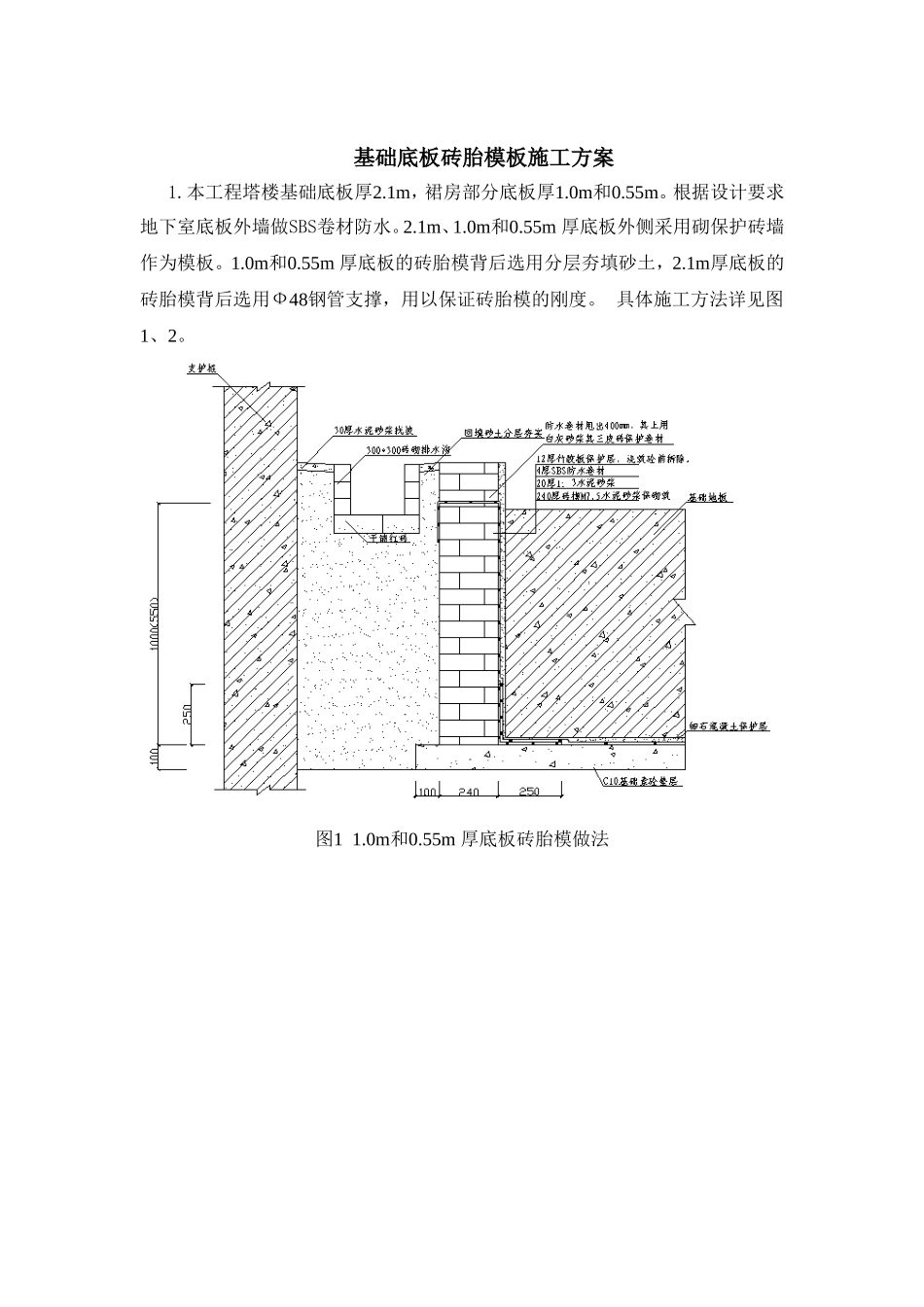 广场一期工程基础底板砖胎模施工组织设计方案.doc_第2页