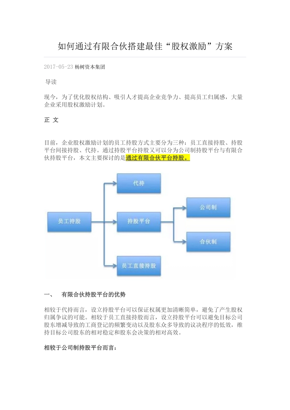 如何通过有限合伙搭建最佳“股权激励”方案.docx_第1页