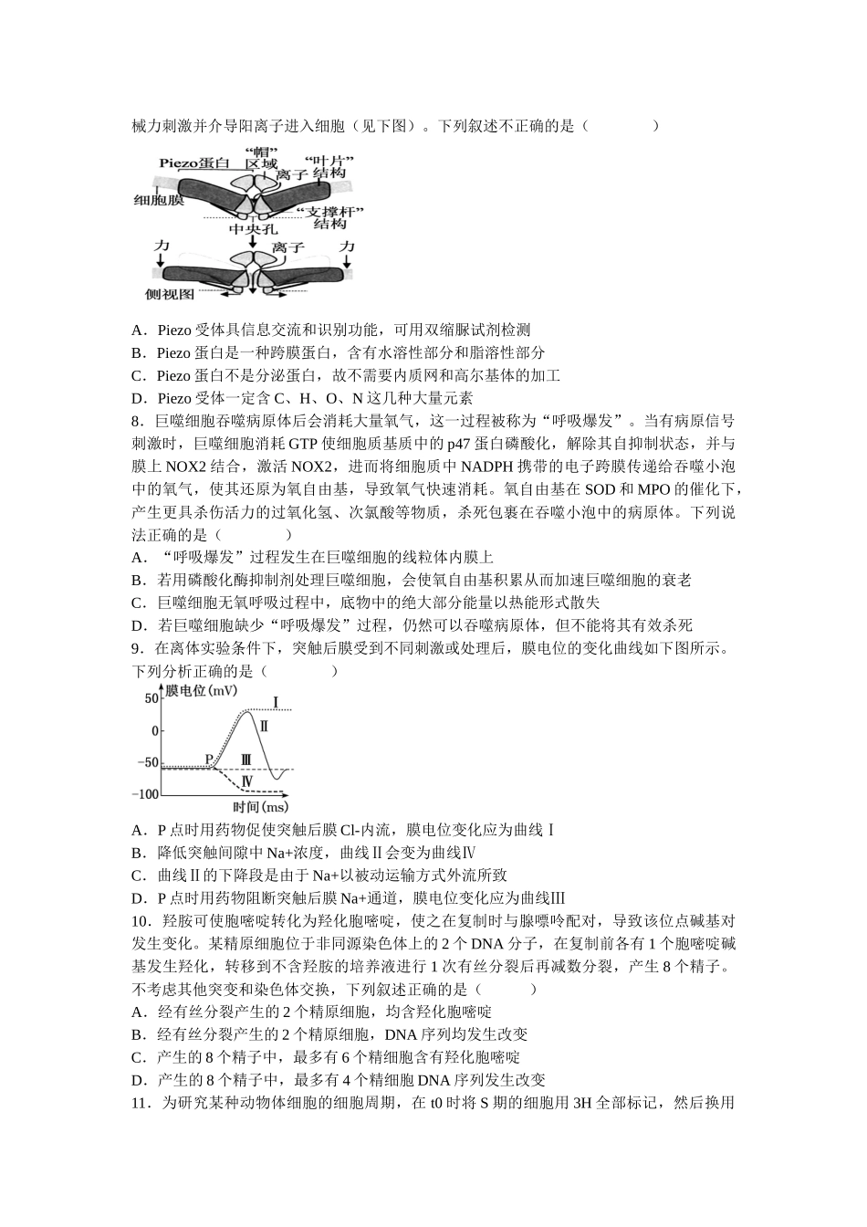 江西省宜春市丰城中学2024-2025学年高三上学期12月创新班段考试题 生物含答案.docx_第3页