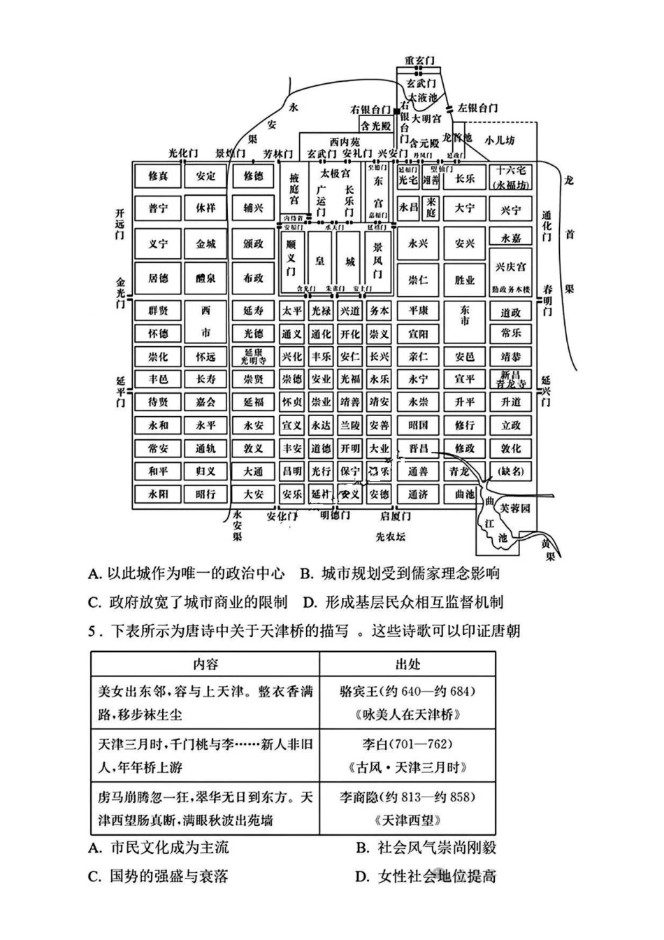 长沙市长郡中学2025届高三上学期第四次月考历史试卷+答案.pdf_第2页