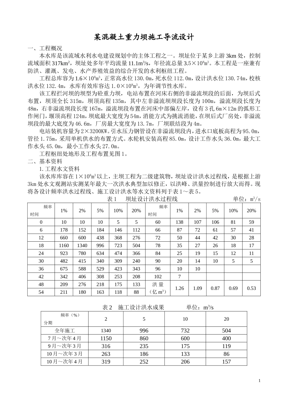 某混凝土重力坝施工导流施工组织设计方案.doc_第1页