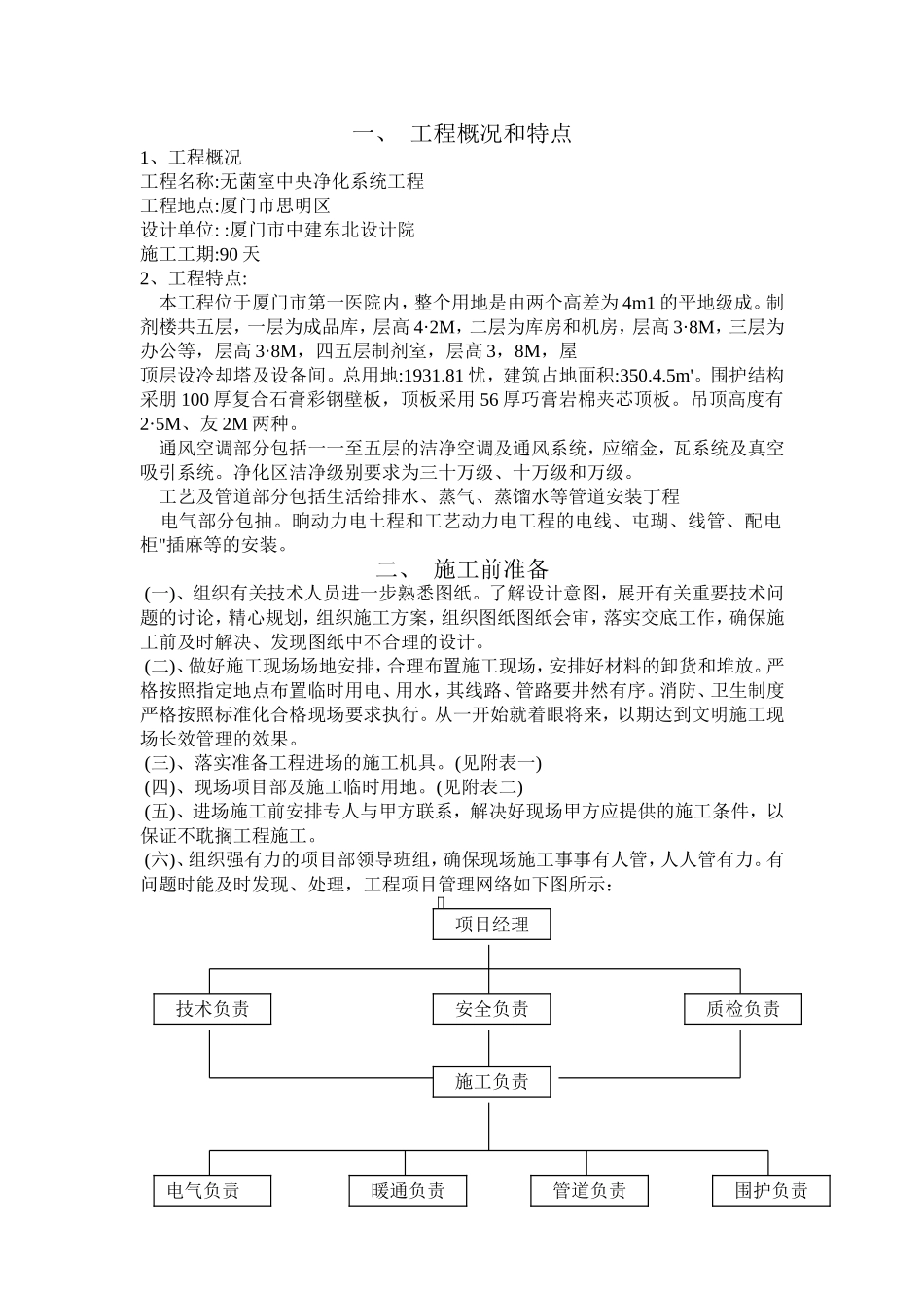 无菌室中央净化系统工程施工组织设计方案.doc_第2页