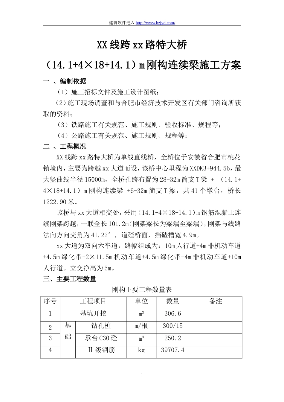 某铁路跨公路刚构连续梁特大桥施工方案.doc_第1页