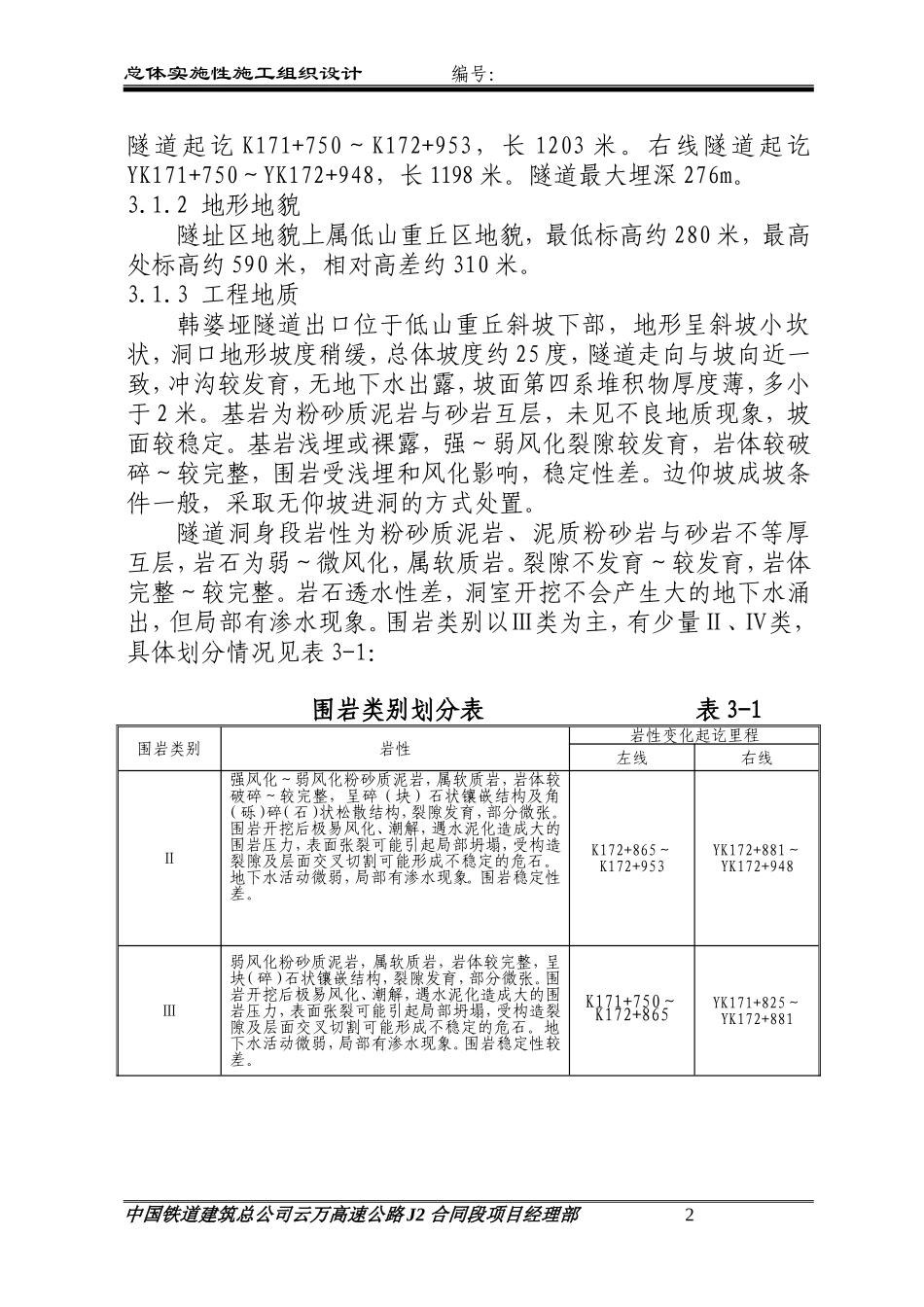 云阳至万州高速公路韩婆垭隧道施工组织设计方案.doc_第2页