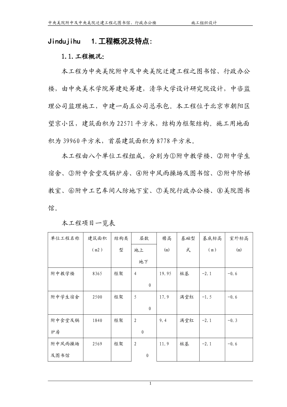 中央美院迁建工程施工组织设计方案.doc_第1页