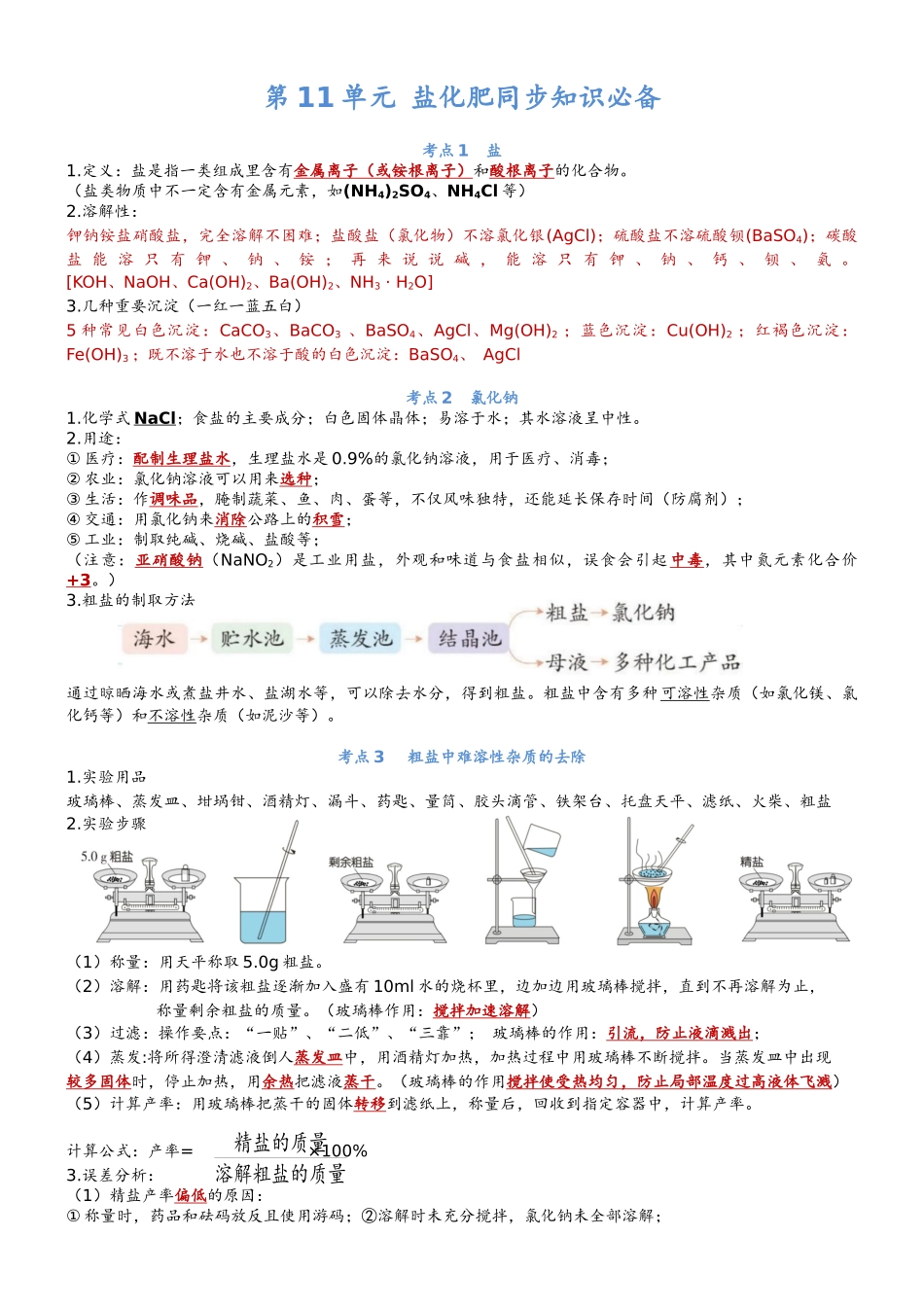 第11单元盐化肥-【知识清单】九年级化学同步必备单元知识清单（人教版）.docx_第1页