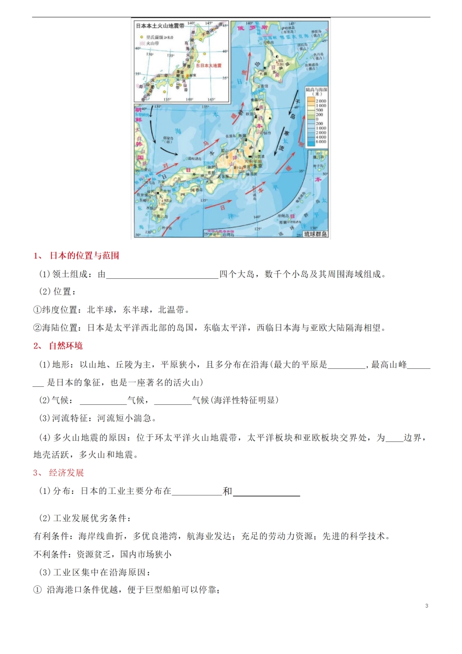 人教版七年级下册地理知识点填空版+答案.pdf_第3页