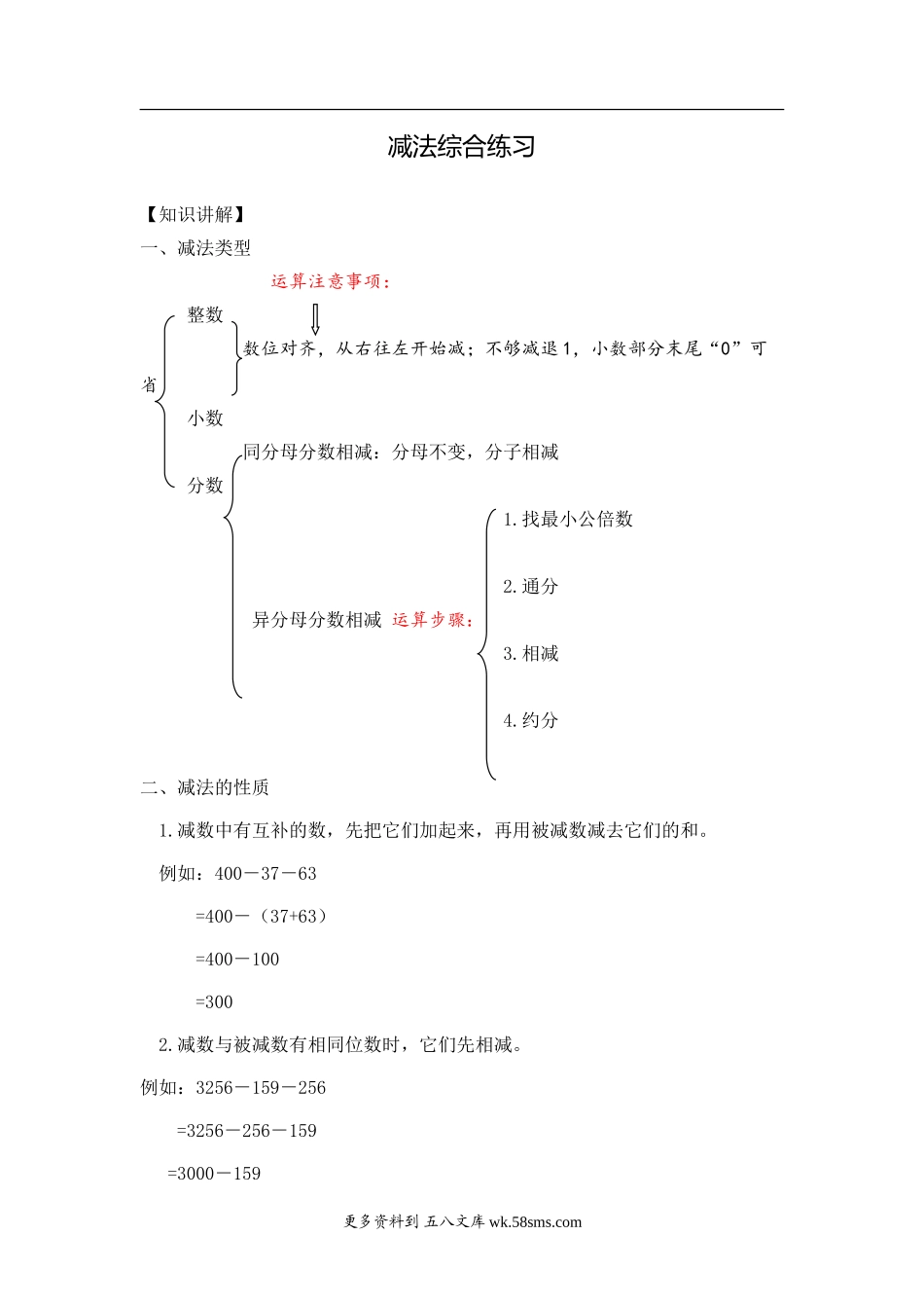 小升初 计算题02【精】减法综合练习12页.doc_第1页