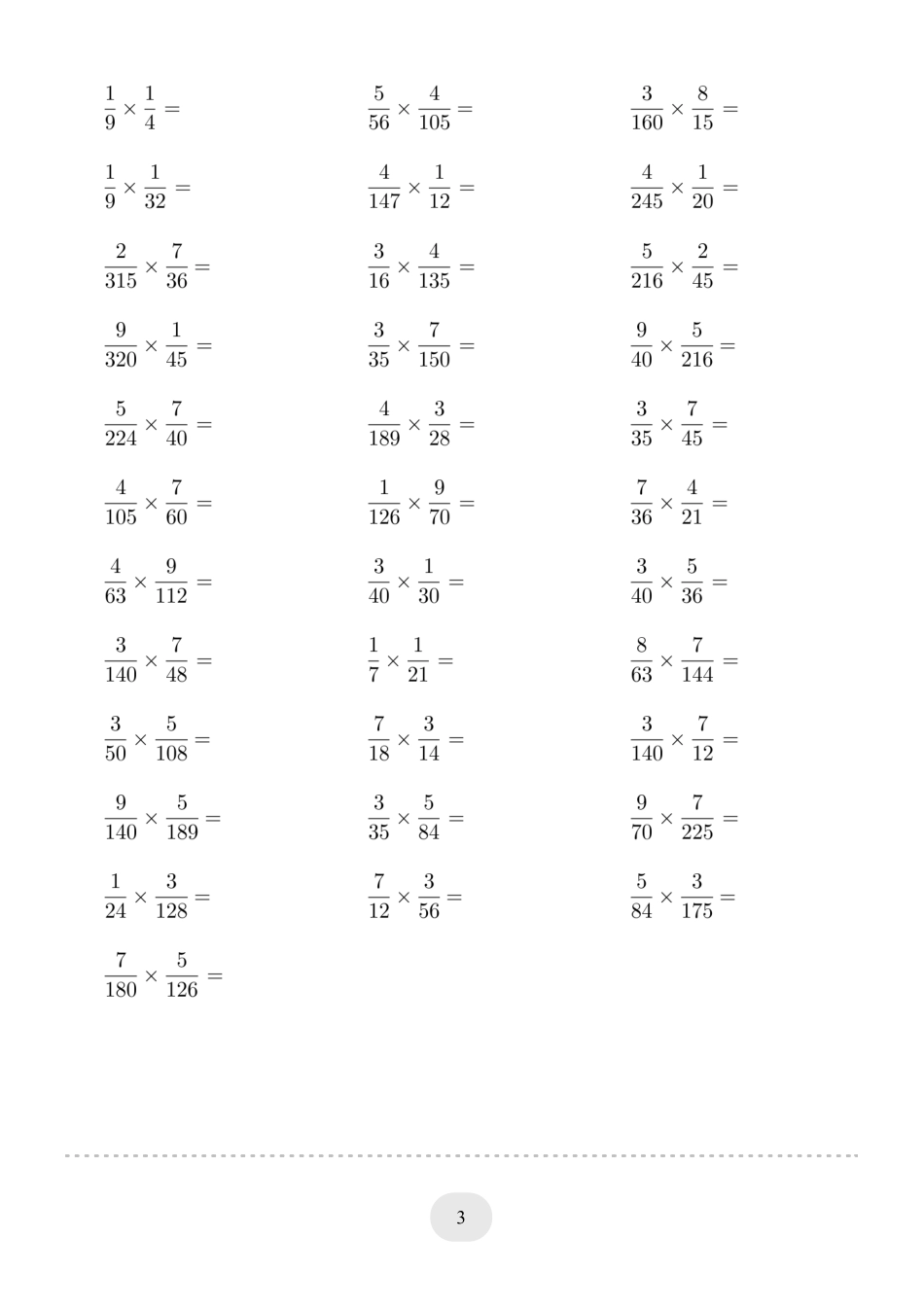 小学数学口算六年级▲口算题（简单约分的分数乘法）连打版.pdf_第3页