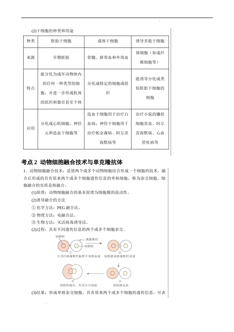 知识清单35 动物细胞工程-2025年高考生物一轮复习知识清单.docx_第3页