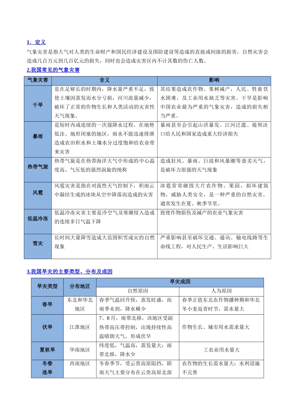 专题12 自然灾害与地理信息技术-2025年高考地理一轮复习知识清单.docx_第3页