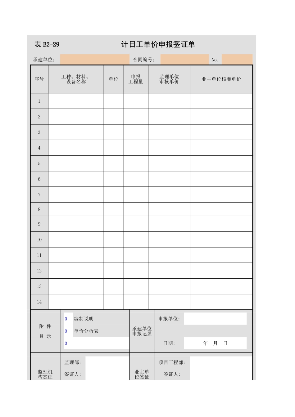 B2-29  计日工单价申报签证单.xls_第1页