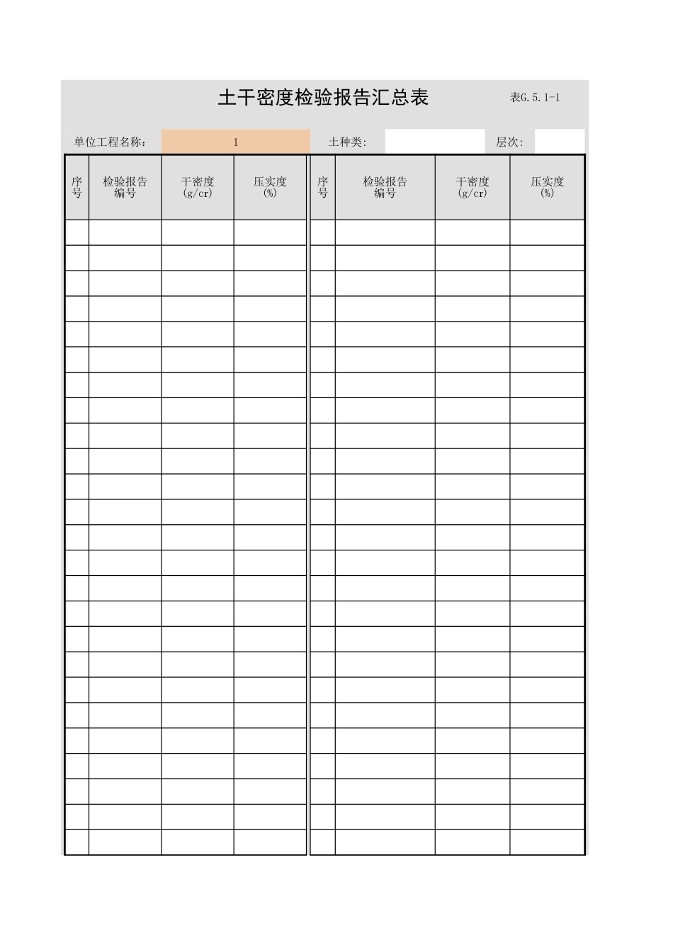 表G.5.1-1 土干密度检验报告汇总表.xls_第1页