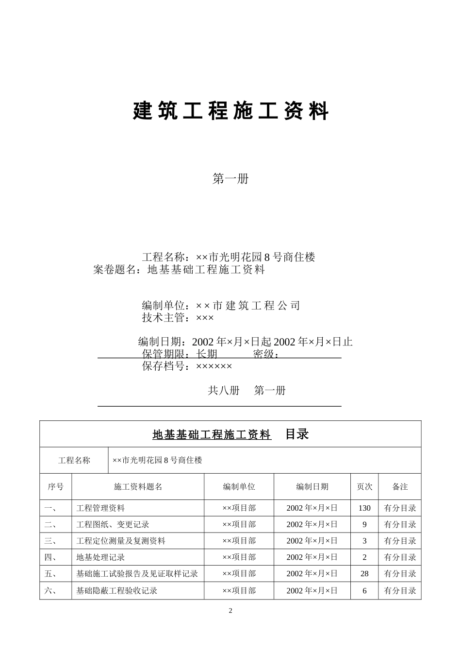 4.1 第一册  地基及基础工程施工资料.DOC_第2页