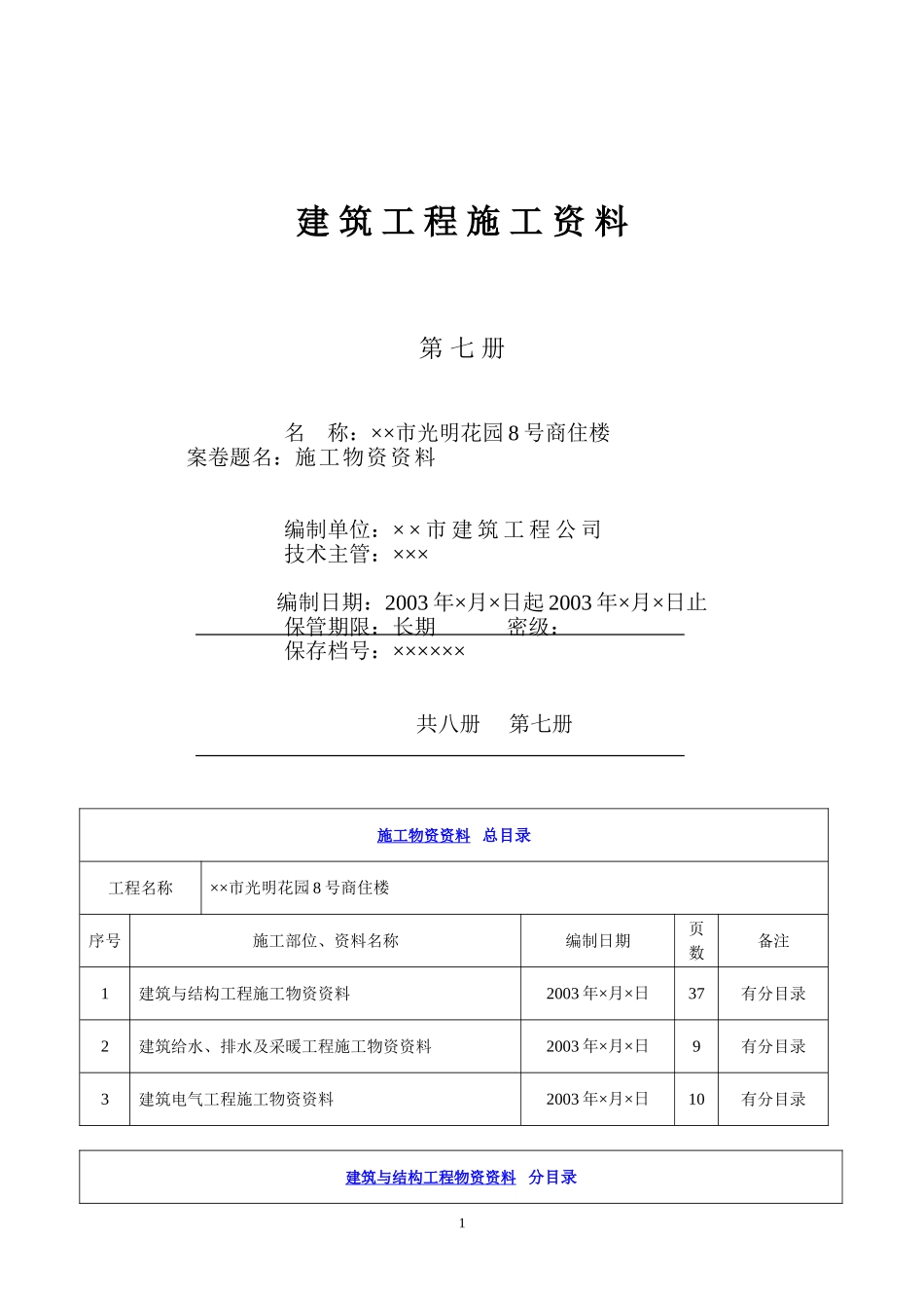 4.7 第七册 施工物资资料分目录.DOC_第1页