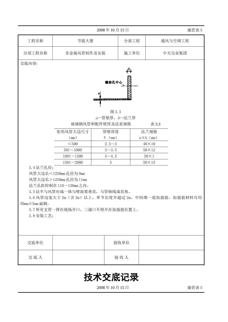 非金属风管制作及安装施工交底记录.doc_第2页