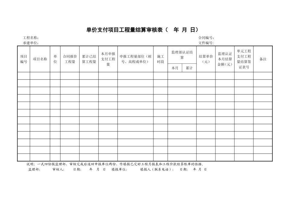 26单价支付项目工程量结算审核表.doc_第1页