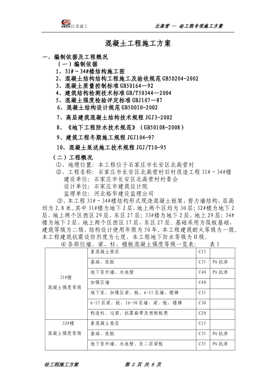 北高营村旧村改造工程混凝土工程_施工方案.doc_第2页