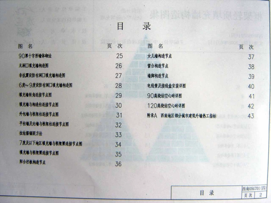 西南05G701(四)框架轻质填充墙构造图集--烧结空心砖填充墙 (2).pdf_第2页