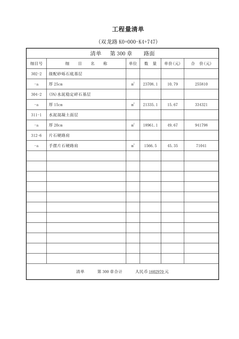 双(桥)龙(桂)通乡公路改建工程工程量清单表.pdf_第3页