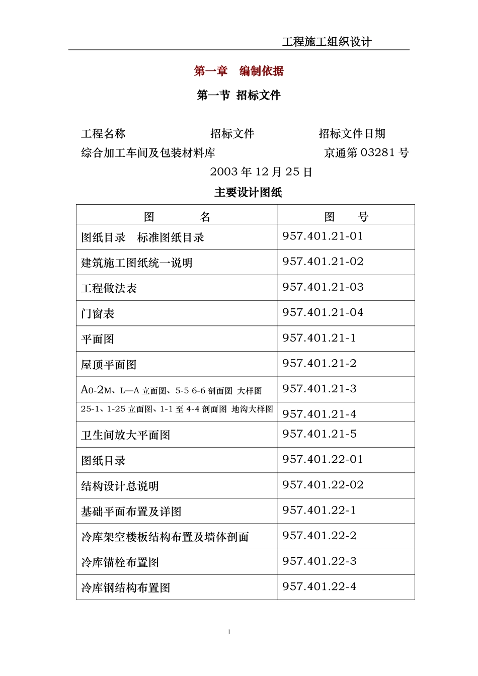 综合加工车间及包装材料库施工组织设计方案.pdf_第1页