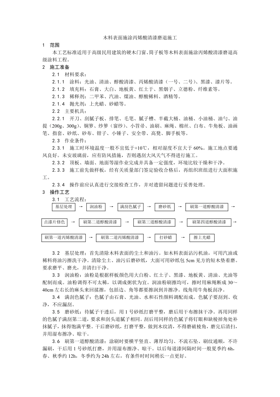 031木料表面施涂丙烯酸清漆磨退施工.pdf_第1页