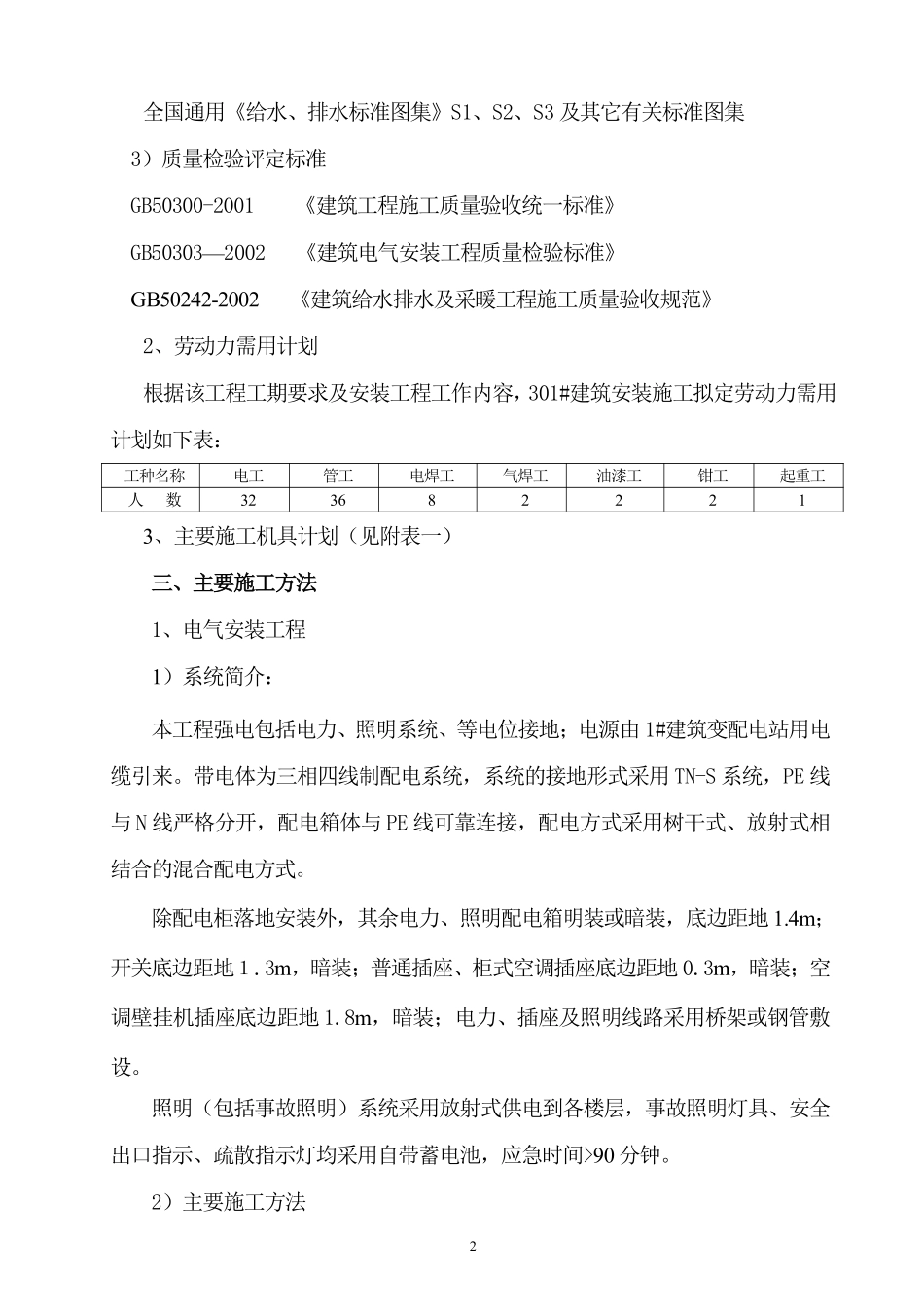 号厂房工程电气、给排水施工组织设计（陪标3）.pdf_第2页