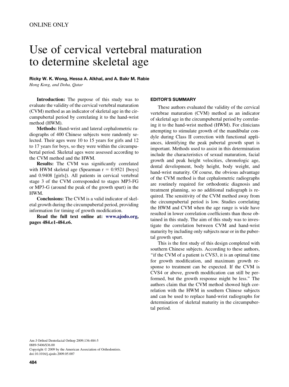 Wong_2009_American-Journal-of-Orthodontics-and-Dentofacial-Orthopedics.pdf_第1页