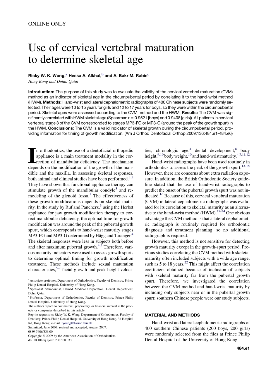 Wong_2009_American-Journal-of-Orthodontics-and-Dentofacial-Orthopedics_1.pdf_第1页